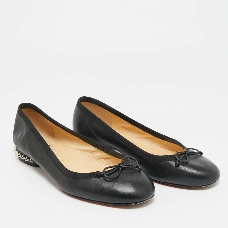 Pre Owned Christian Louboutin La massine Size 36.5 Black Leather Ballet Flats