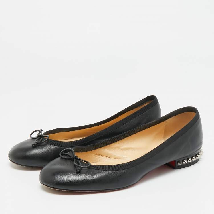 Pre Owned Christian Louboutin La massine Size 36.5 Black Leather Ballet Flats