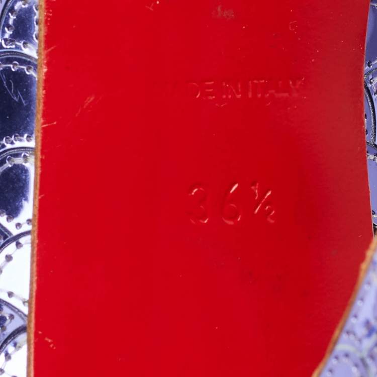 Pre Owned Christian Louboutin Poseidon Size 36.5 Purple  Scaled Leather Peep Toe Pumps