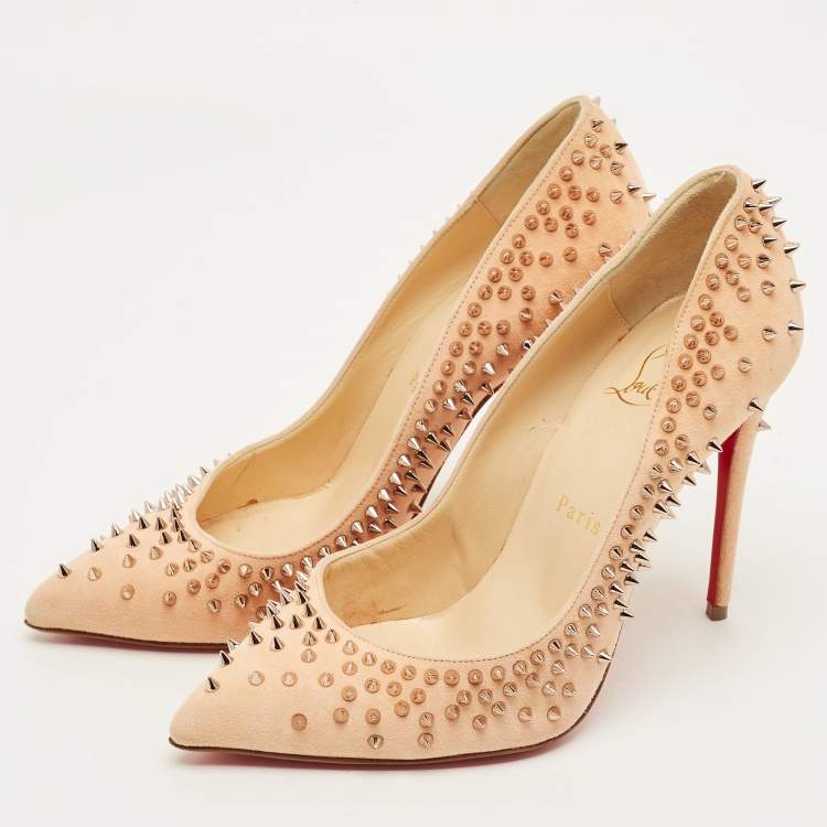 Pre Owned Christian Louboutin Escarpic Size 37 Beige Suede Pumps