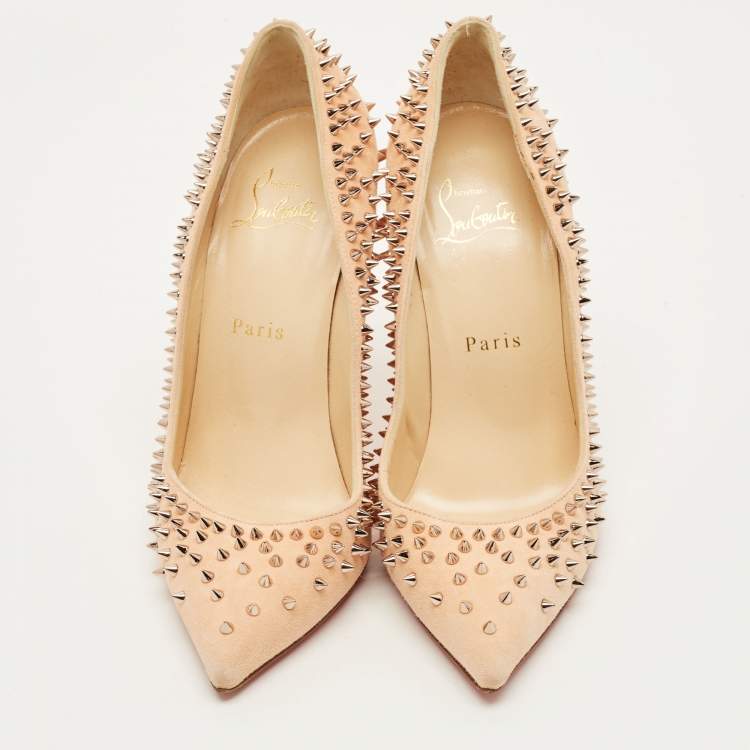 Pre Owned Christian Louboutin Escarpic Size 37 Beige Suede Pumps