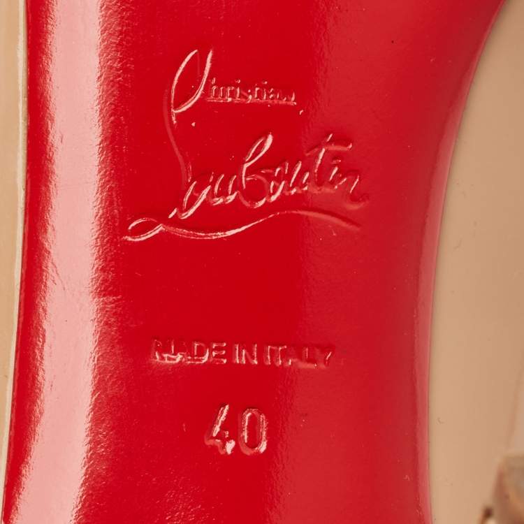 Pre Owned Christian Louboutin Fifi Size 40 Beige Patent Leather Pumps