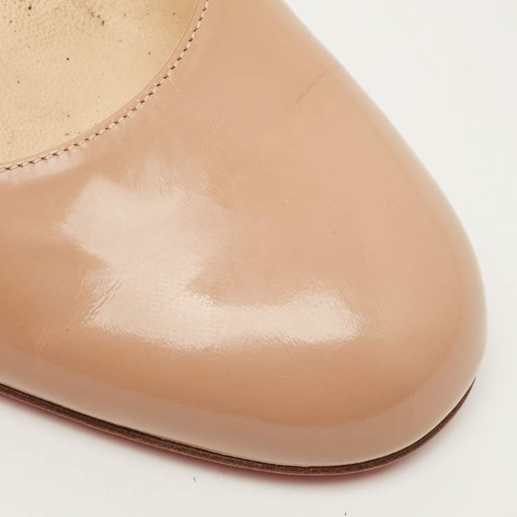 Pre Owned Christian Louboutin Fifi Size 40 Beige Patent Leather Pumps