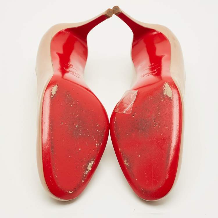 Pre Owned Christian Louboutin Fifi Size 40 Beige Patent Leather Pumps