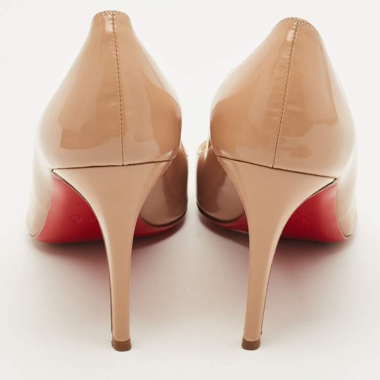 Pre Owned Christian Louboutin Fifi Size 40 Beige Patent Leather Pumps