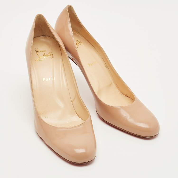 Pre Owned Christian Louboutin Fifi Size 40 Beige Patent Leather Pumps