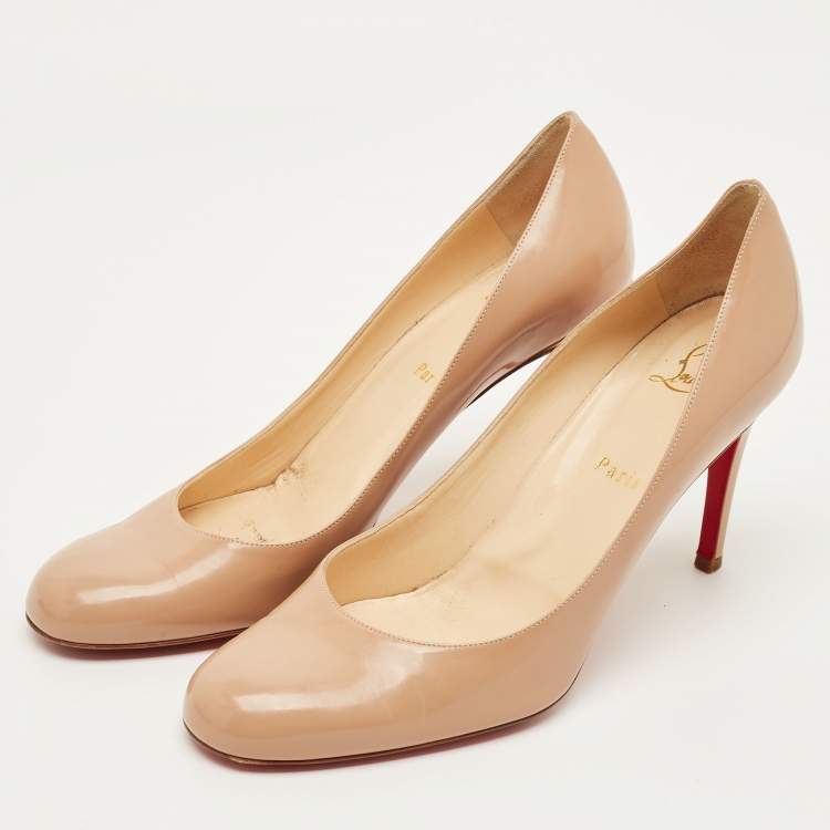Pre Owned Christian Louboutin Fifi Size 40 Beige Patent Leather Pumps