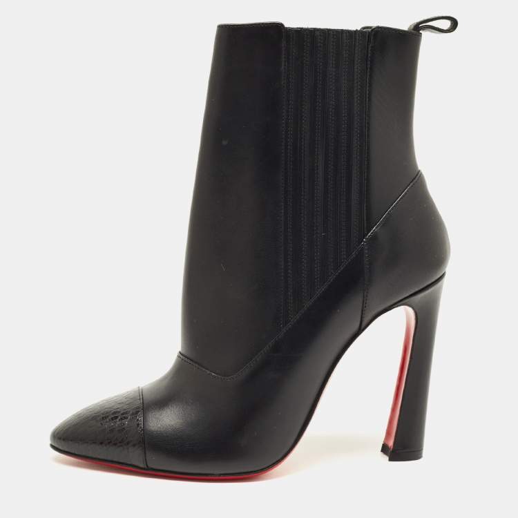Pre Owned Christian Louboutin Me In The 90s Boots Size 37 Black Leather Ankle Length Boots