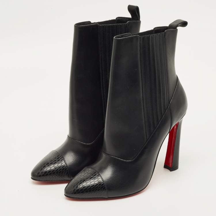 Pre Owned Christian Louboutin Me In The 90s Boots Size 37 Black Leather Ankle Length Boots