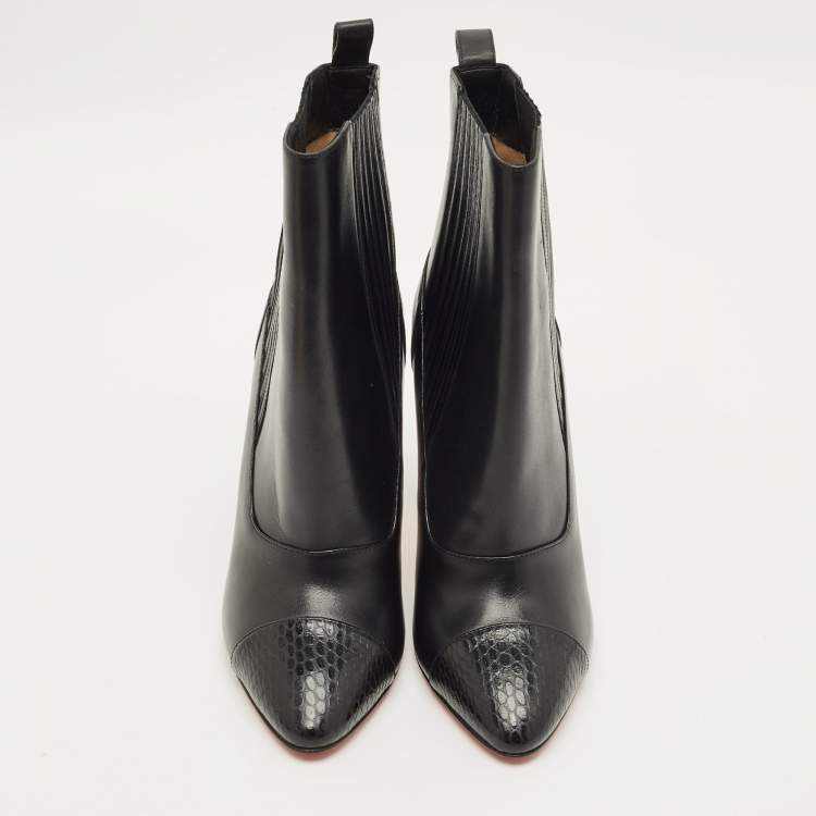 Pre Owned Christian Louboutin Me In The 90s Boots Size 37 Black Leather Ankle Length Boots
