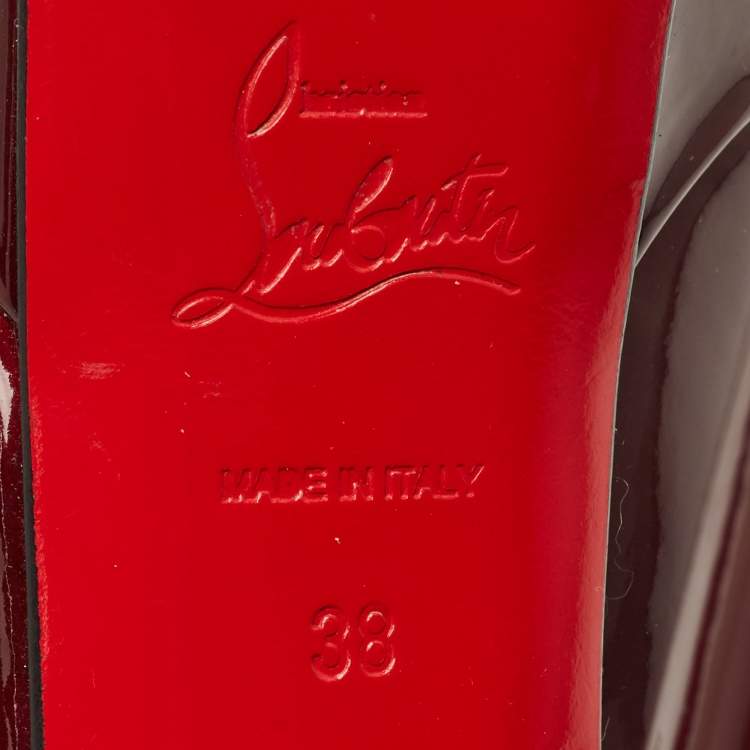 Pre Owned Christian Louboutin Bianca Size 38 Burgundy Patent Leather Platform Pumps