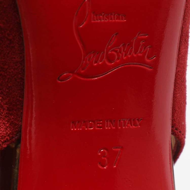 Pre Owned Christian Louboutin Lemer Size 37 Red Suede Slingback Pumps