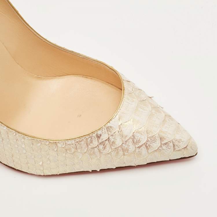 مملوكة مسبقًا Christian Louboutin Pigalle Follies Size 40.5 Beige Python Leather Pumps