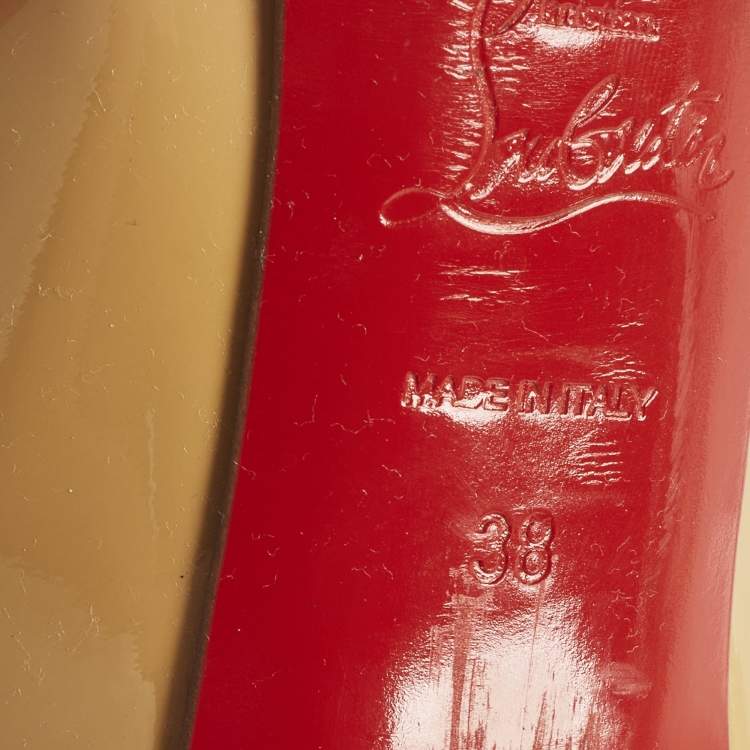 Pre Owned Christian Louboutin Pigalle Plato Size 38 Beige Patent Leather Pumps