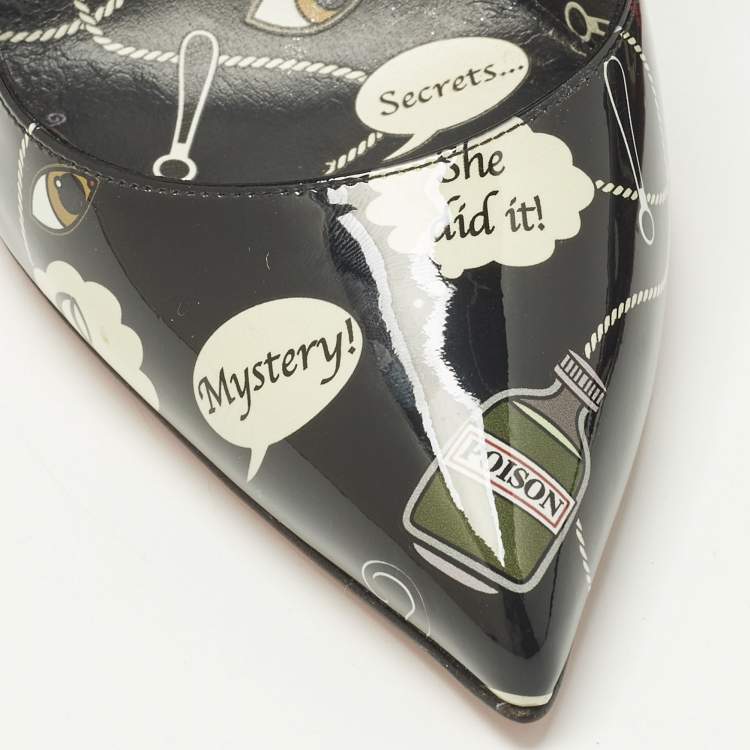 Pre Owned Christian Louboutin Hot Chick Size 37.5 Black Patent Leather Pumps