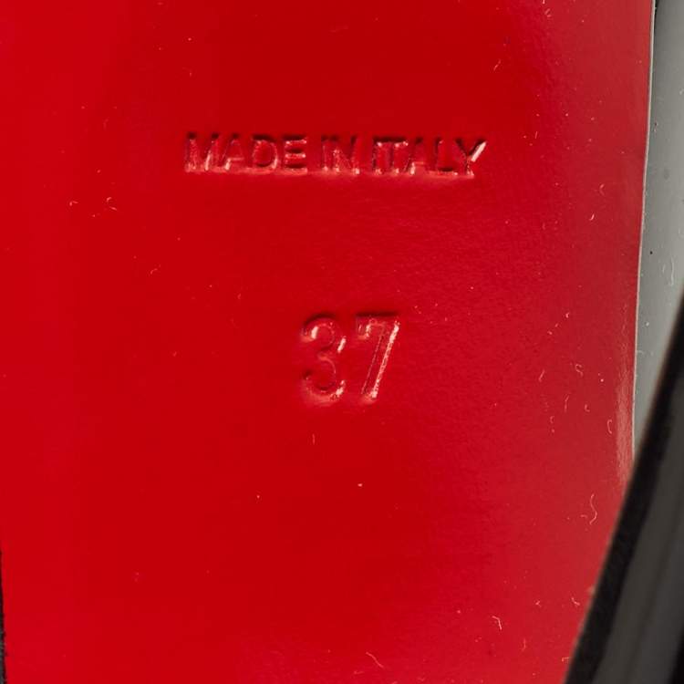 Pre Owned Christian Louboutin Lady Peep Size 37 Black Patent Leather Platform Pumps