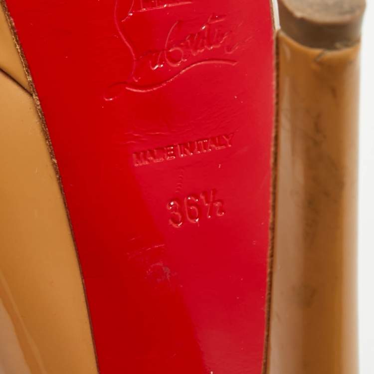Pre Owned Christian Louboutin Bianca Size 36.5 Beige Patent Leather Platform Pumps