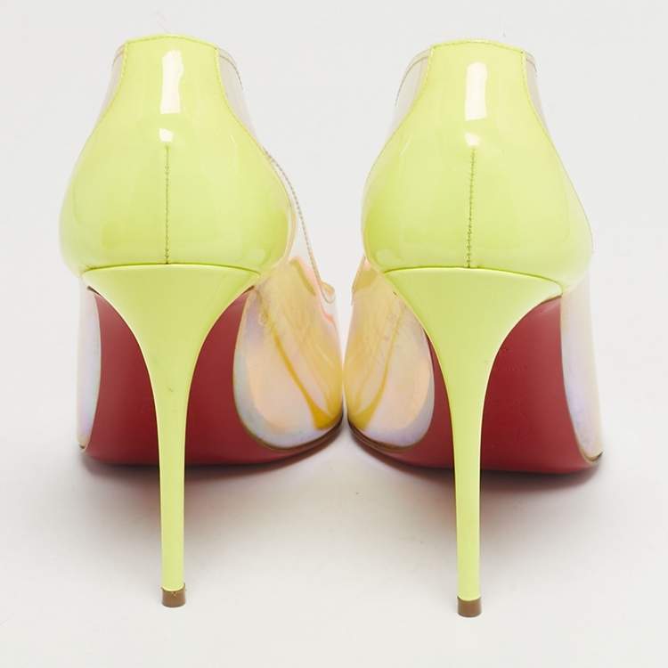 Pre Owned Christian Louboutin Debout Size 36.5 Tricolor Patent Leather and PVC Pumps