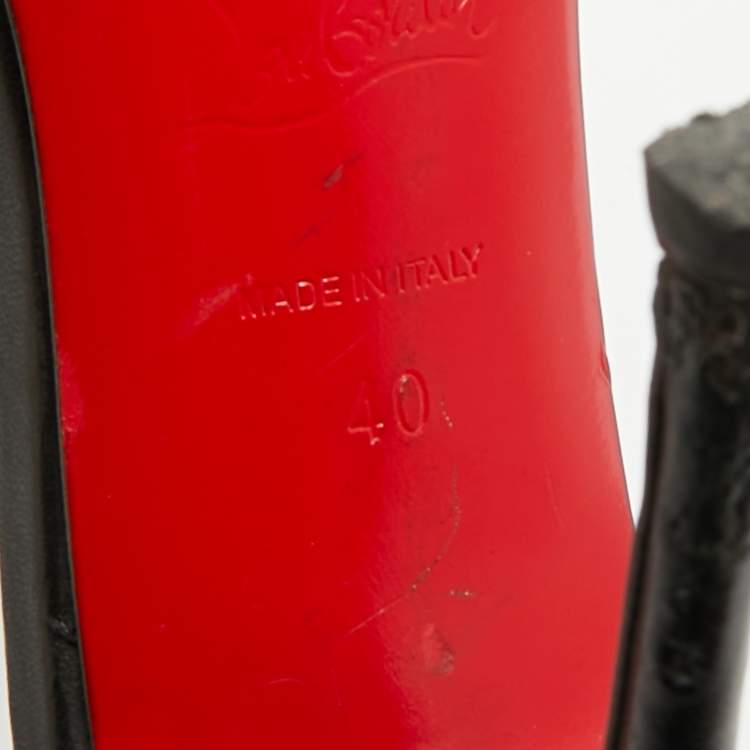 Pre Owned Christian Louboutin Cross Blake Size 40 Black Leather Pumps