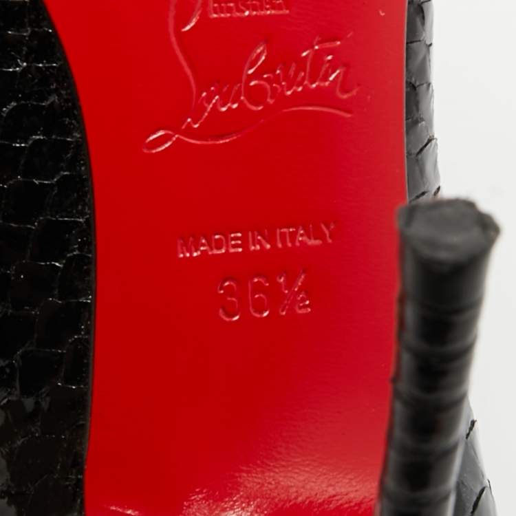 Pre Owned Christian Louboutin Fifi Size 36.5 Black Python Leather Pumps