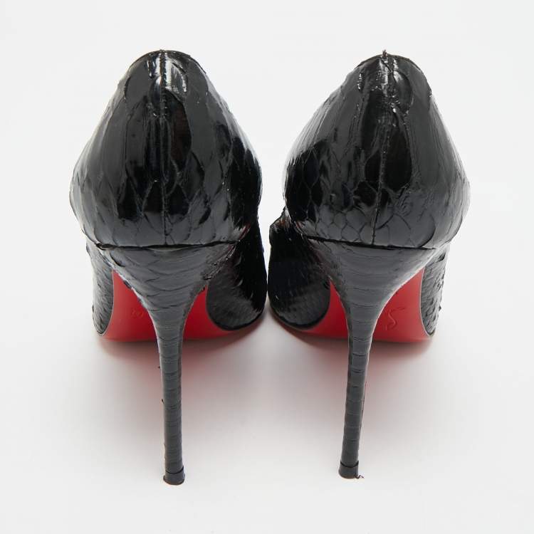 Pre Owned Christian Louboutin Fifi Size 36.5 Black Python Leather Pumps