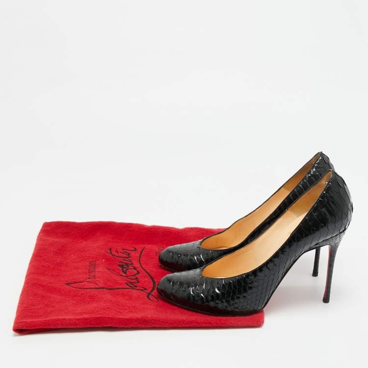 Pre Owned Christian Louboutin Fifi Size 36.5 Black Python Leather Pumps