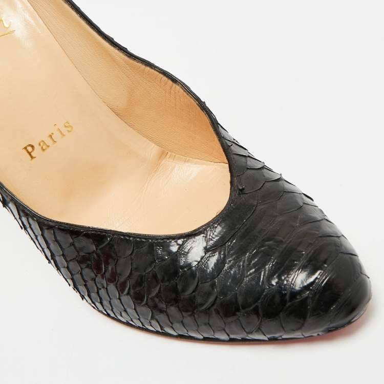 Pre Owned Christian Louboutin Fifi Size 36.5 Black Python Leather Pumps