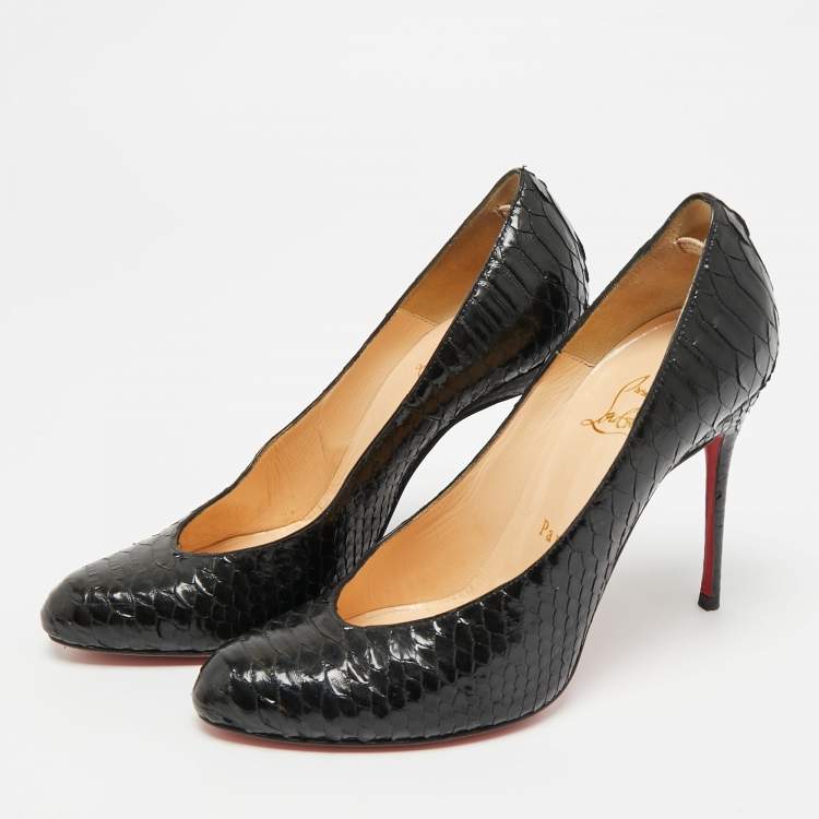 Pre Owned Christian Louboutin Fifi Size 36.5 Black Python Leather Pumps