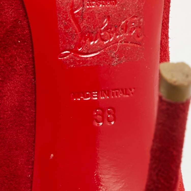 Pre Owned Christian Louboutin Olavague Flame Size 38 Red Suede Pumps