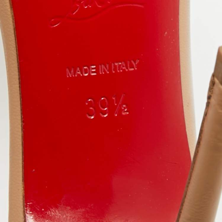 Pre Owned Christian Louboutin Iriza Size 39.5 Beige Leather Pumps