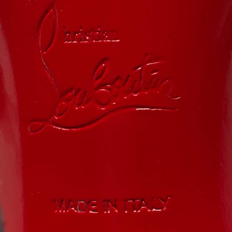 Pre Owned Christian Louboutin Anniversary 20th Size 38.5 Black Patent Leather and PVC Ankle Strap Sandals