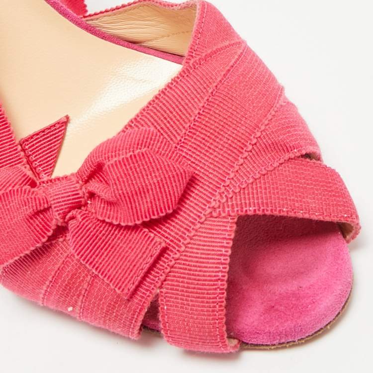 Pre Owned Christian Louboutin Christeriva Size 38 Two Tone Canvas and Suede Ankle Strap Sandals