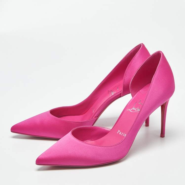 مملوكة مسبقًا Christian Louboutin Iriza Size 38 Pink Satin D'orsay Pumps