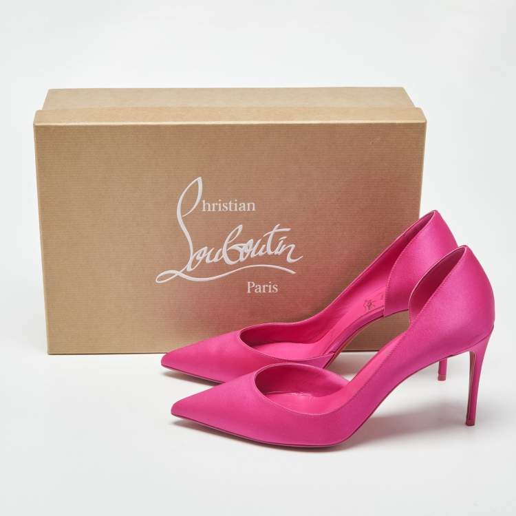 مملوكة مسبقًا Christian Louboutin Iriza Size 38 Pink Satin D'orsay Pumps