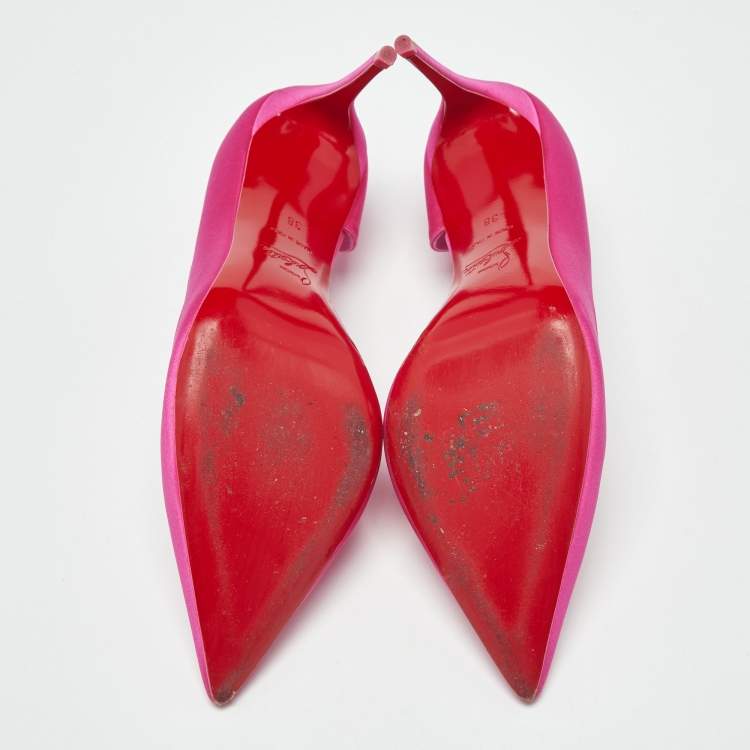 مملوكة مسبقًا Christian Louboutin Iriza Size 38 Pink Satin D'orsay Pumps