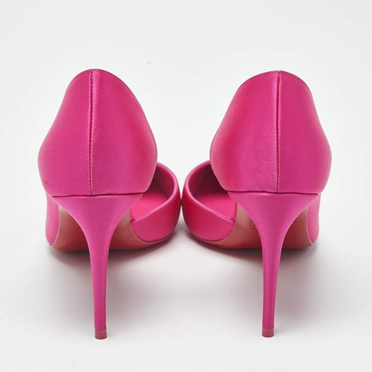 مملوكة مسبقًا Christian Louboutin Iriza Size 38 Pink Satin D'orsay Pumps