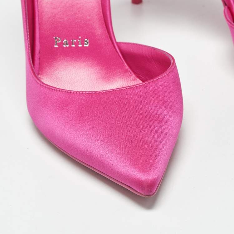 مملوكة مسبقًا Christian Louboutin Iriza Size 38 Pink Satin D'orsay Pumps