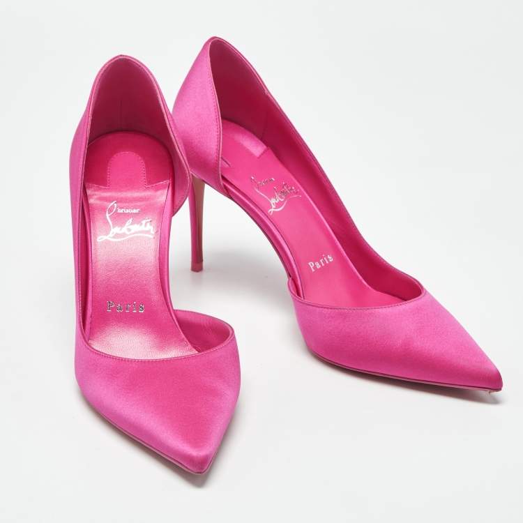 مملوكة مسبقًا Christian Louboutin Iriza Size 38 Pink Satin D'orsay Pumps