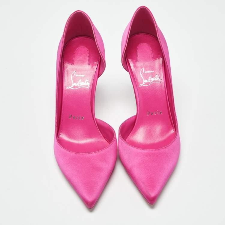 مملوكة مسبقًا Christian Louboutin Iriza Size 38 Pink Satin D'orsay Pumps