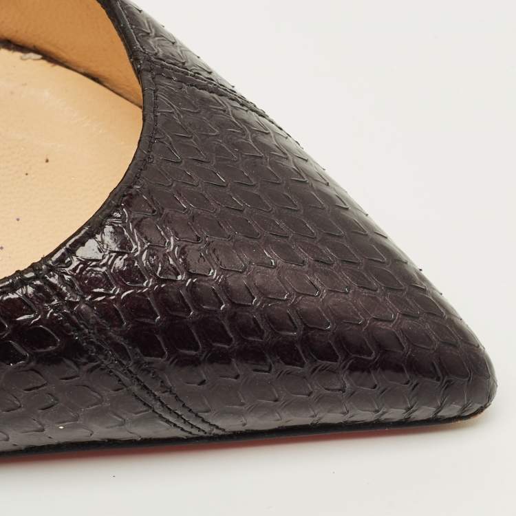 Pre Owned Christian Louboutin matlaise Size 38 Black Python Leather and Suede Pumps