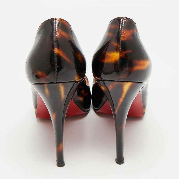 Pre Owned Christian Louboutin Very Prive Size 39 Multicolor Patent Leather Peep Toe Pumps