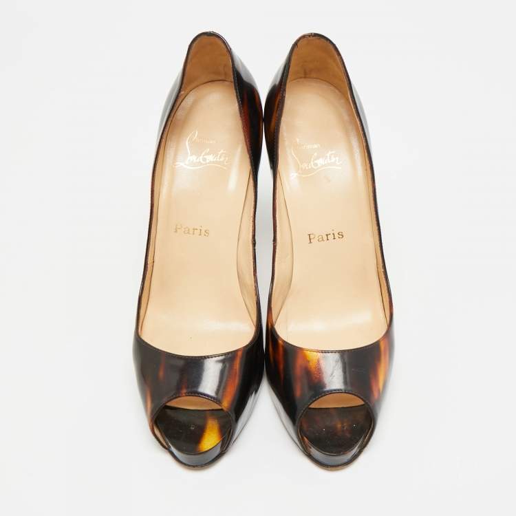 Pre Owned Christian Louboutin Very Prive Size 39 Multicolor Patent Leather Peep Toe Pumps