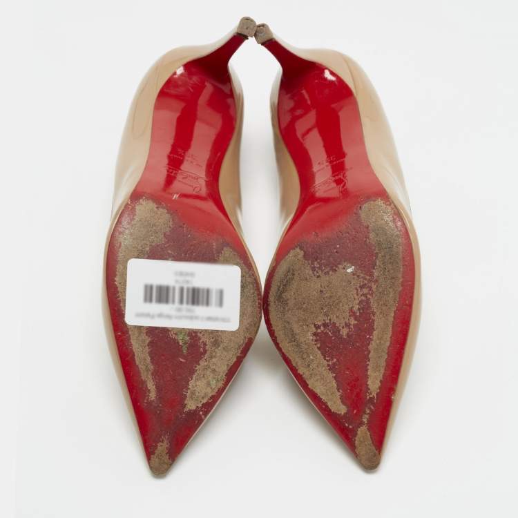 مملوكة مسبقًا Christian Louboutin Pigalle Size 39.5 Beige Patent Leather Pumps