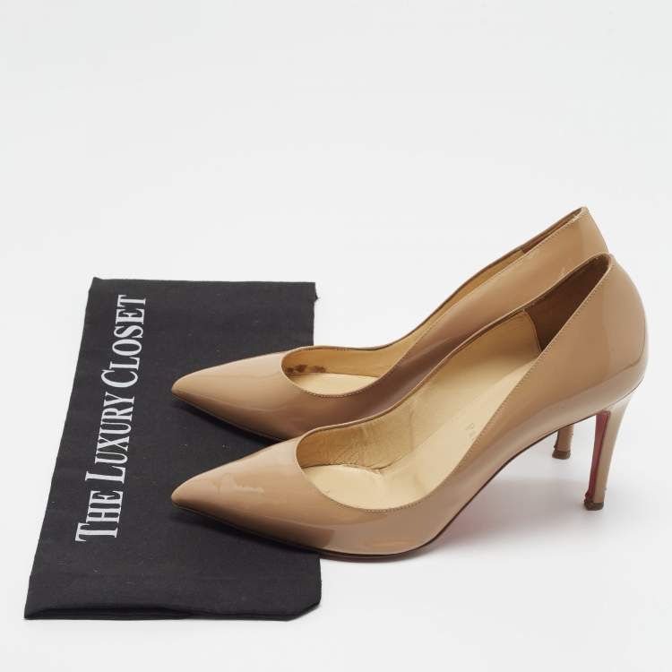 مملوكة مسبقًا Christian Louboutin Pigalle Size 39.5 Beige Patent Leather Pumps