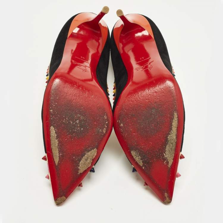 Pre Owned Christian Louboutin Malabar Hill Size 41 Multicolor Patent Leather and Suede Pumps