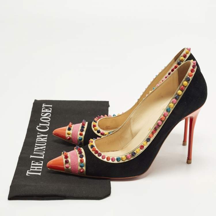 Pre Owned Christian Louboutin Malabar Hill Size 41 Multicolor Patent Leather and Suede Pumps