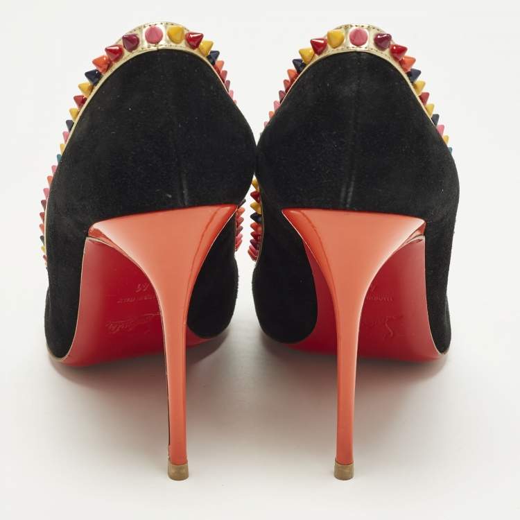Pre Owned Christian Louboutin Malabar Hill Size 41 Multicolor Patent Leather and Suede Pumps
