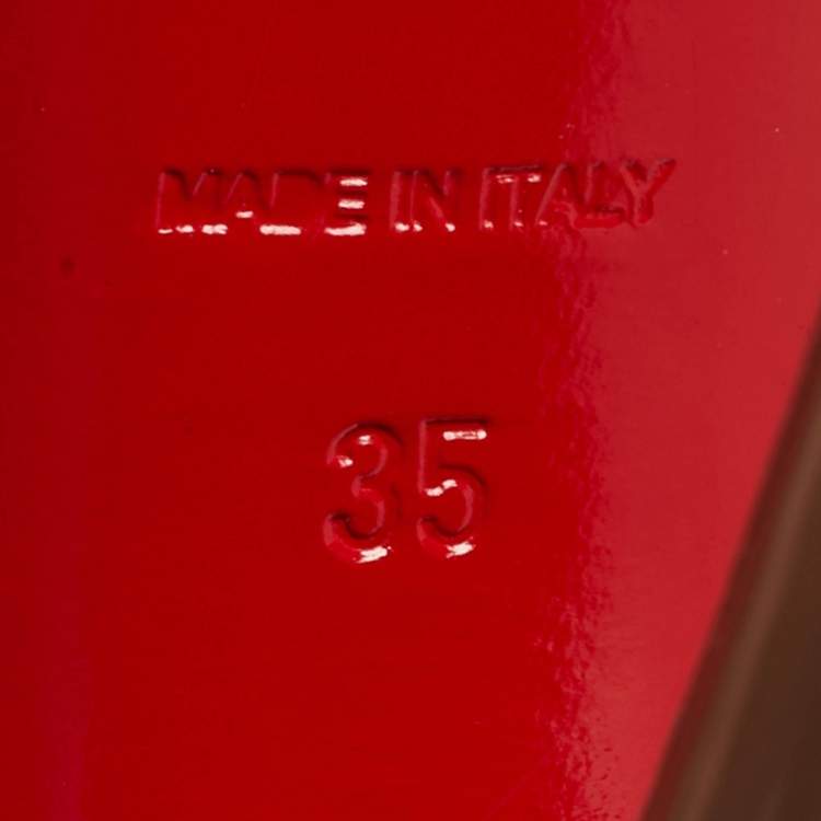 Pre Owned Christian Louboutin Bianca Size 35 Beige Patent Leather Platform Pumps