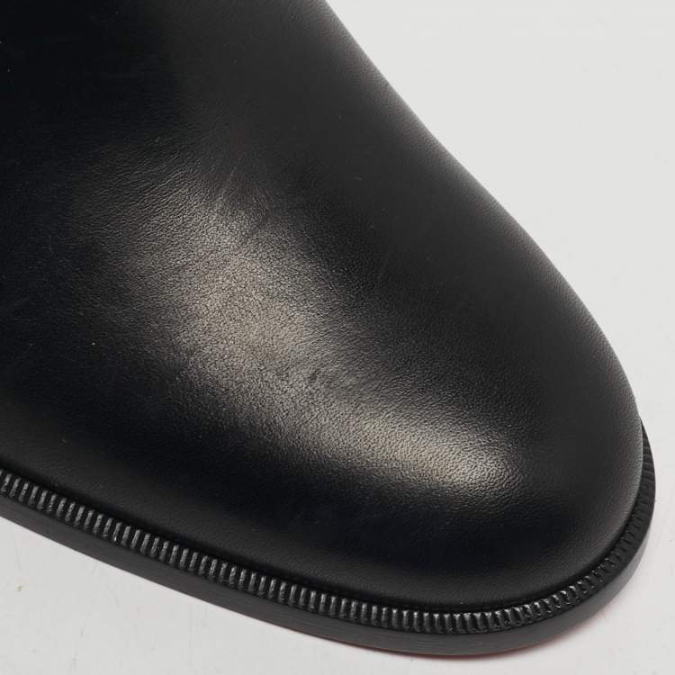 Pre Owned Christian Louboutin Outline Spike Size 38 Black Leather Ankle Length Boots