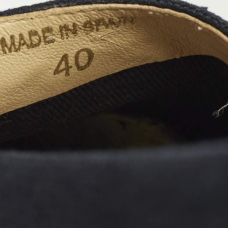 Pre Owned Christian Louboutin Lougalia Size 40 Navy Blue Canvas Espadrille Flats